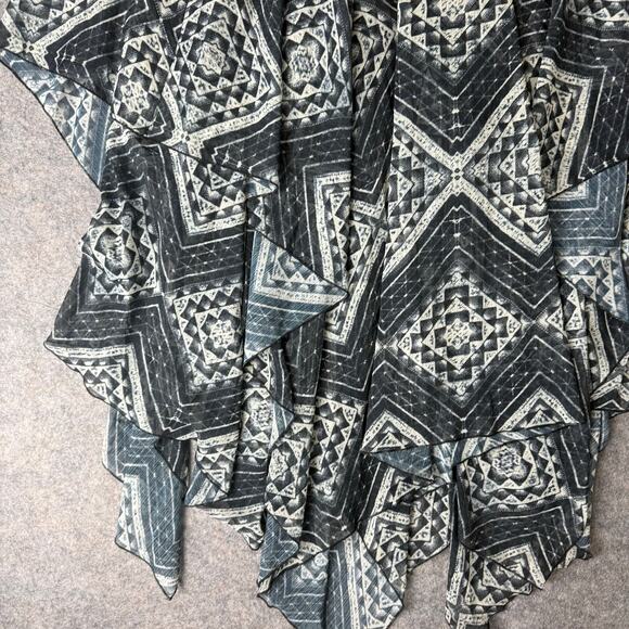 Alice & Olivia Womens Layered Maxi Skirt Ruffle Black/Ivory Geometric Pattern - Picture 2 of 10